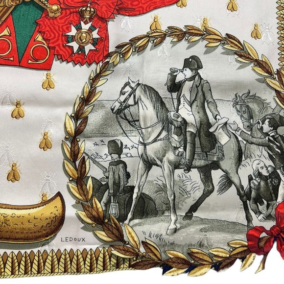 HERMES Multicolor Napoleon Carre 35”x35”/90 Silk 100% Scarf #1353 - Picture 7 of 7